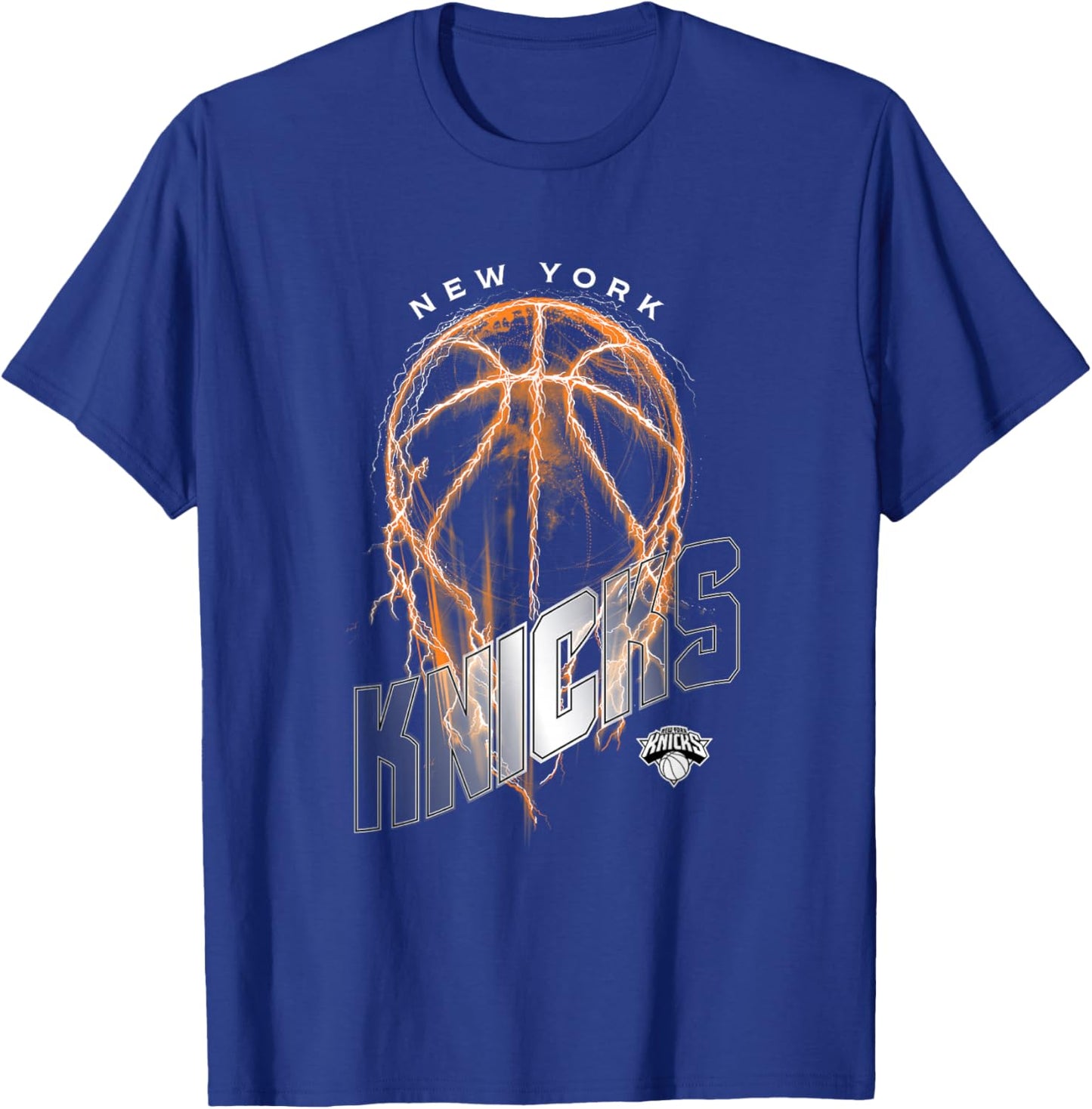 NBA New York Knicks Lightning Bolt Basketball Logo T-Shirt - T-Shirt | Royal