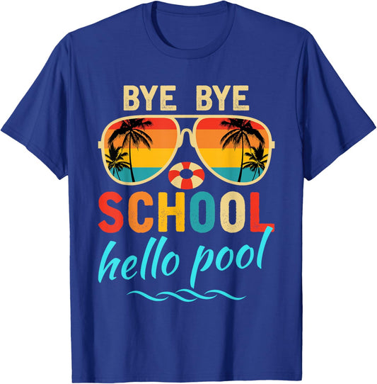 Hello Summer Vacation Bye Bye School Hello Pool Vintage T-Shirt - T-Shirt | Royal