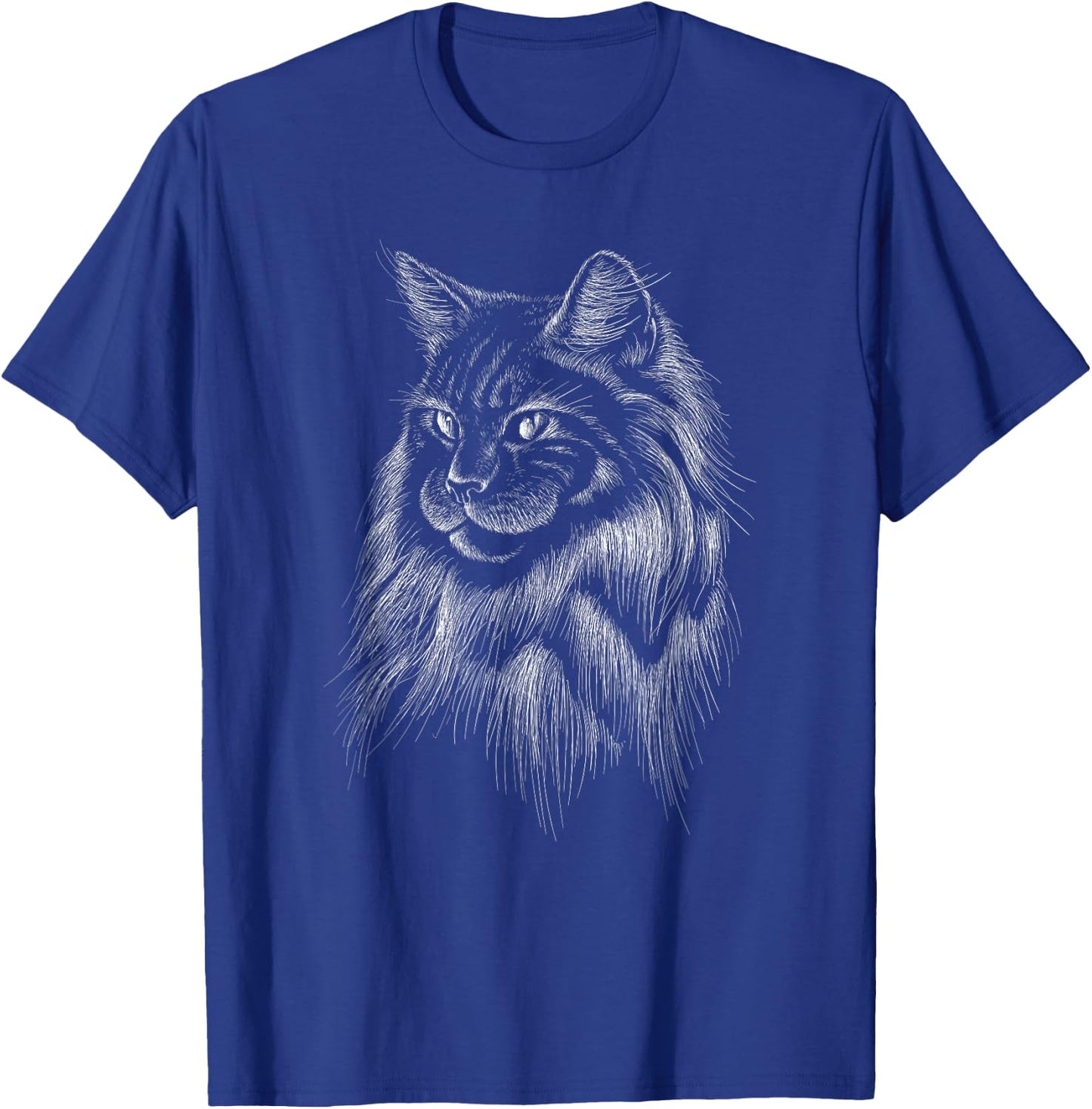 Artistic Domestic Long Haired Cat Cute Hand Drawn Animal Gif Men Women Kids T-Shirt - T-Shirt | Royal