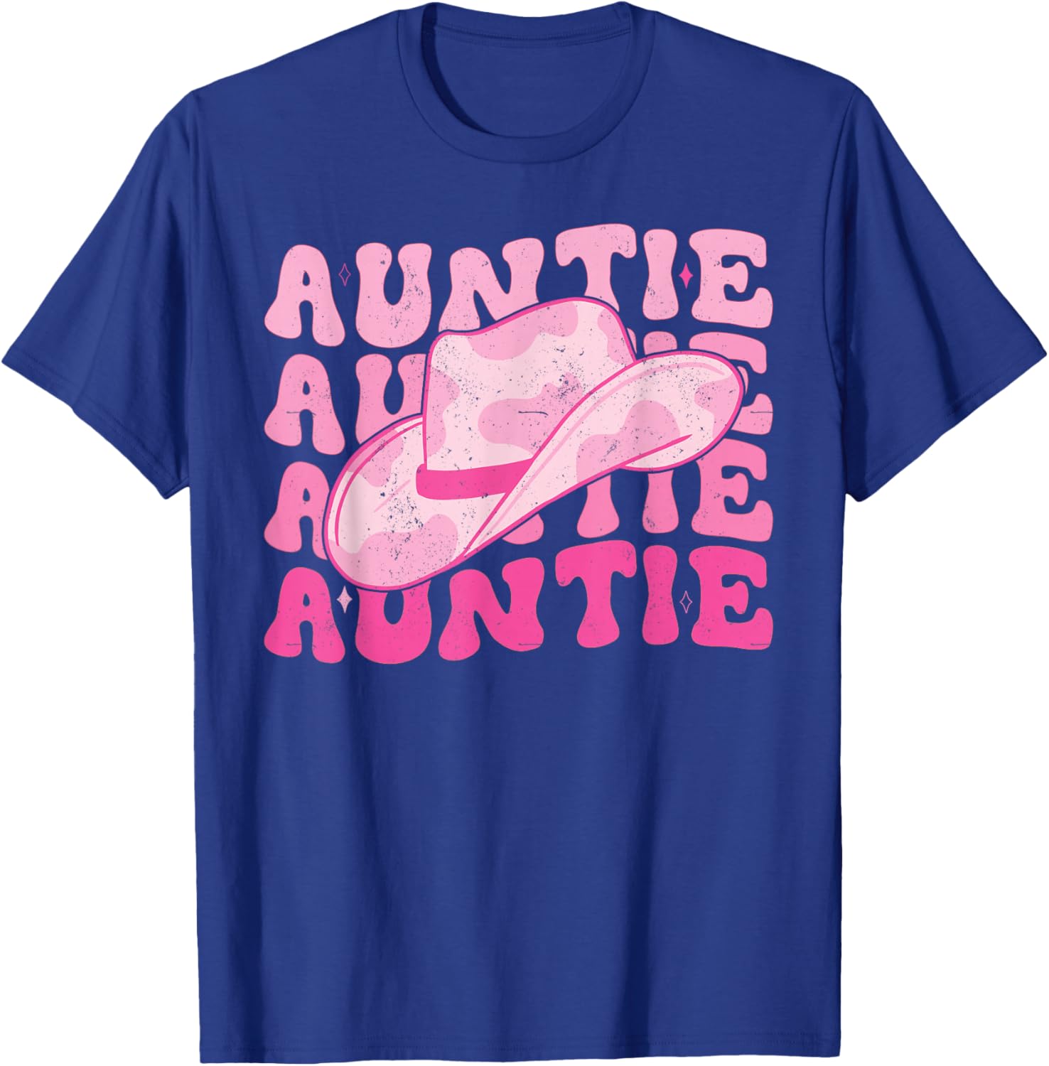 Retro Groovy Pink Cowboy Hat Western Aunt For Cowgirl Auntie T-Shirt - T-Shirt | Royal
