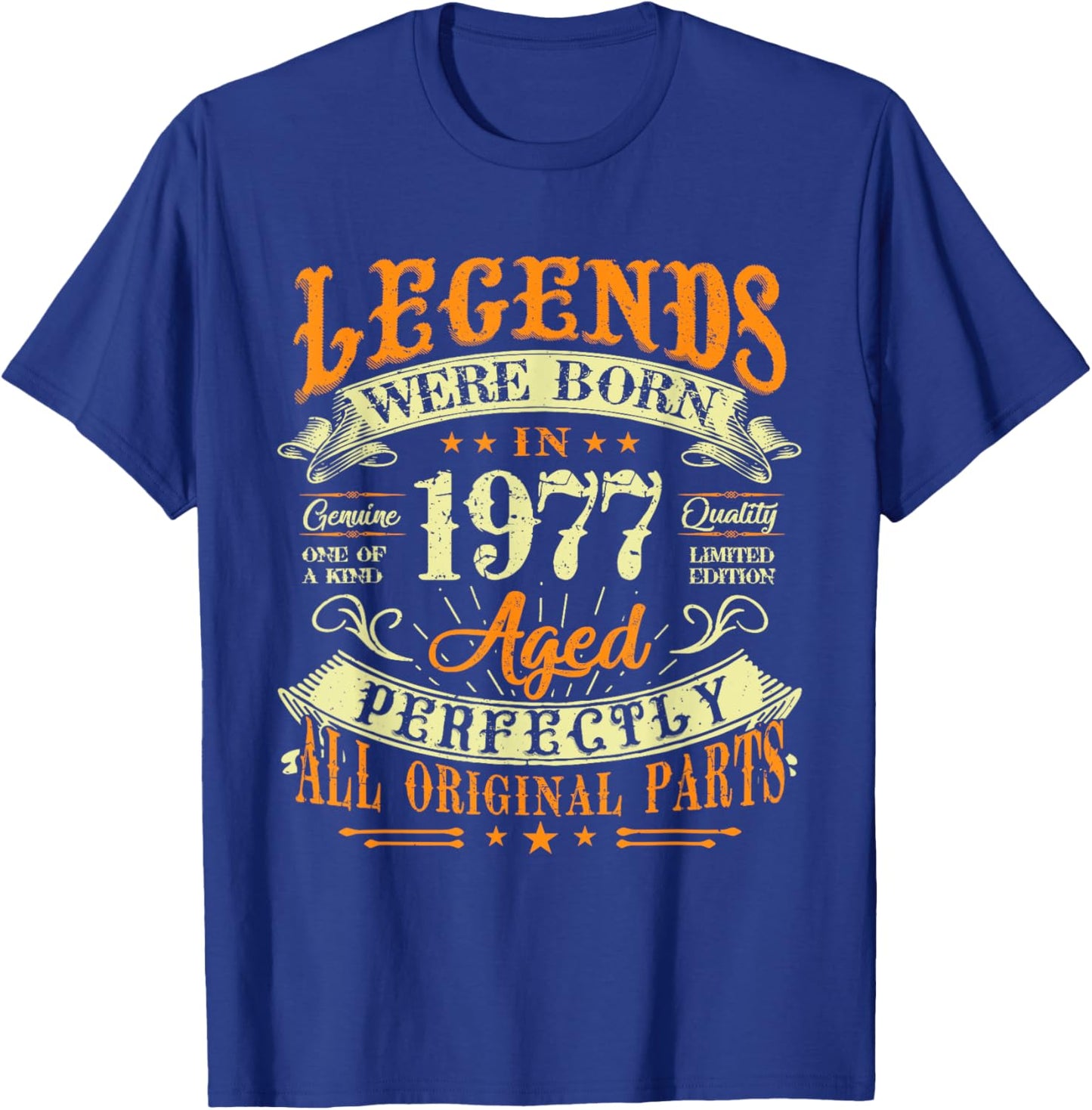 48th Birthday Vintage Legends Born In 1977 48 Years Old T-Shirt - T-Shirt | Royal