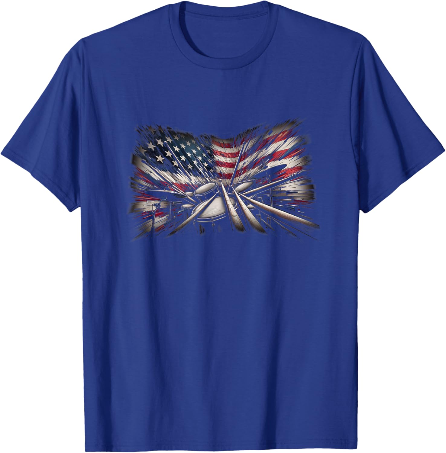 American Flag Drumsticks USA Drummers Vintage Drum Sticks Men T-Shirt - T-Shirt | Royal