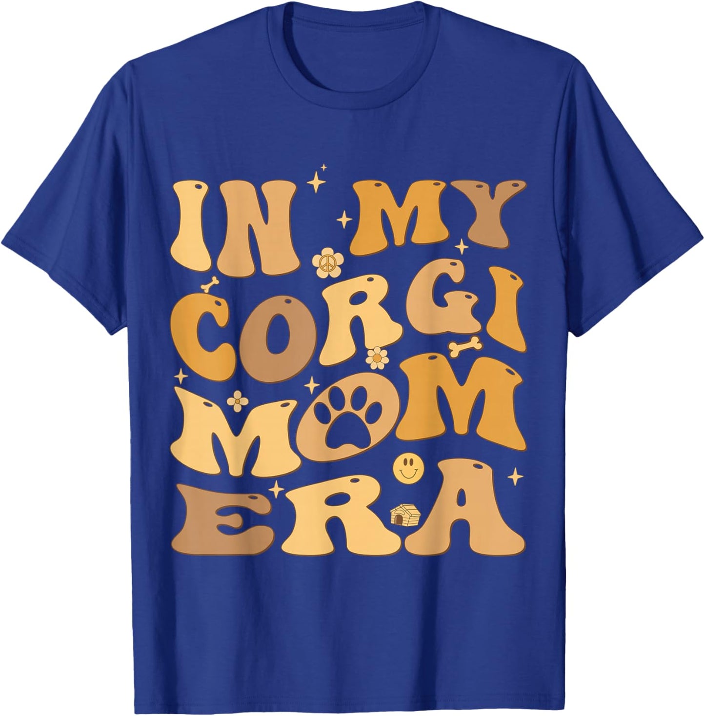 In My Corgi Mom Era Groovy Pembroke Welsh Corgi Dog Owner T-Shirt - T-Shirt | Royal