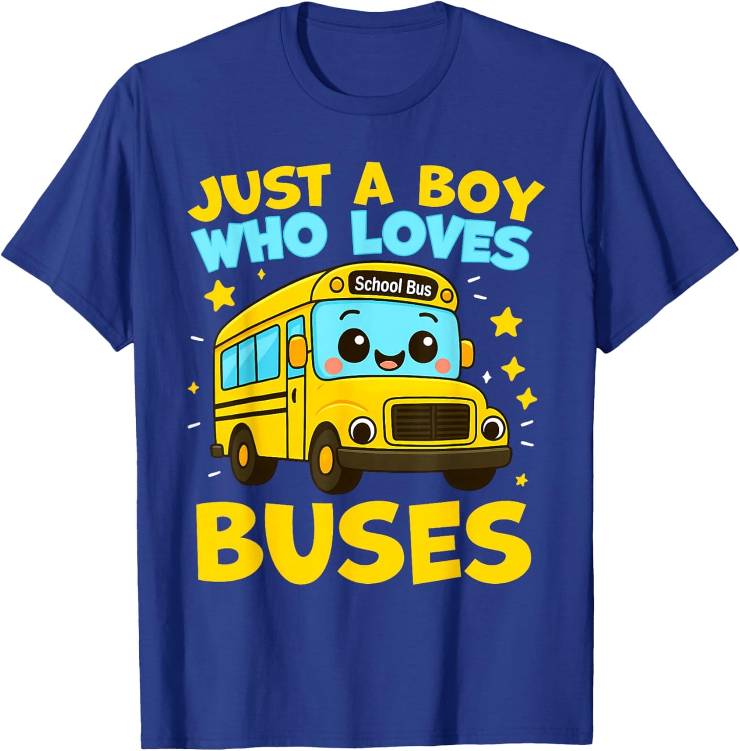 Just A Boy Who Loves Buses Funny School Bus T-Shirt - T-Shirt | Royal