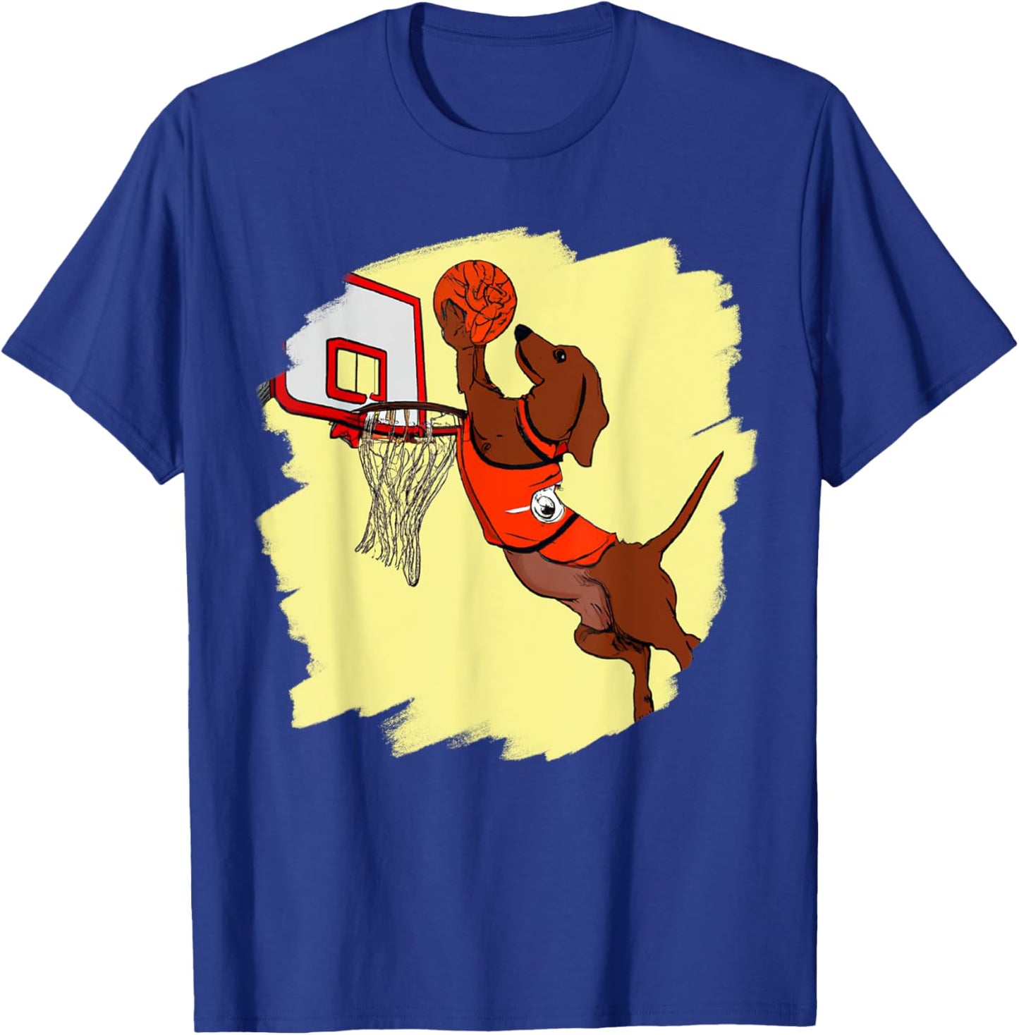Dachshund Chiweenie Wiener Dog Playing Basketball Funny Dog T-Shirt - T-Shirt | Royal