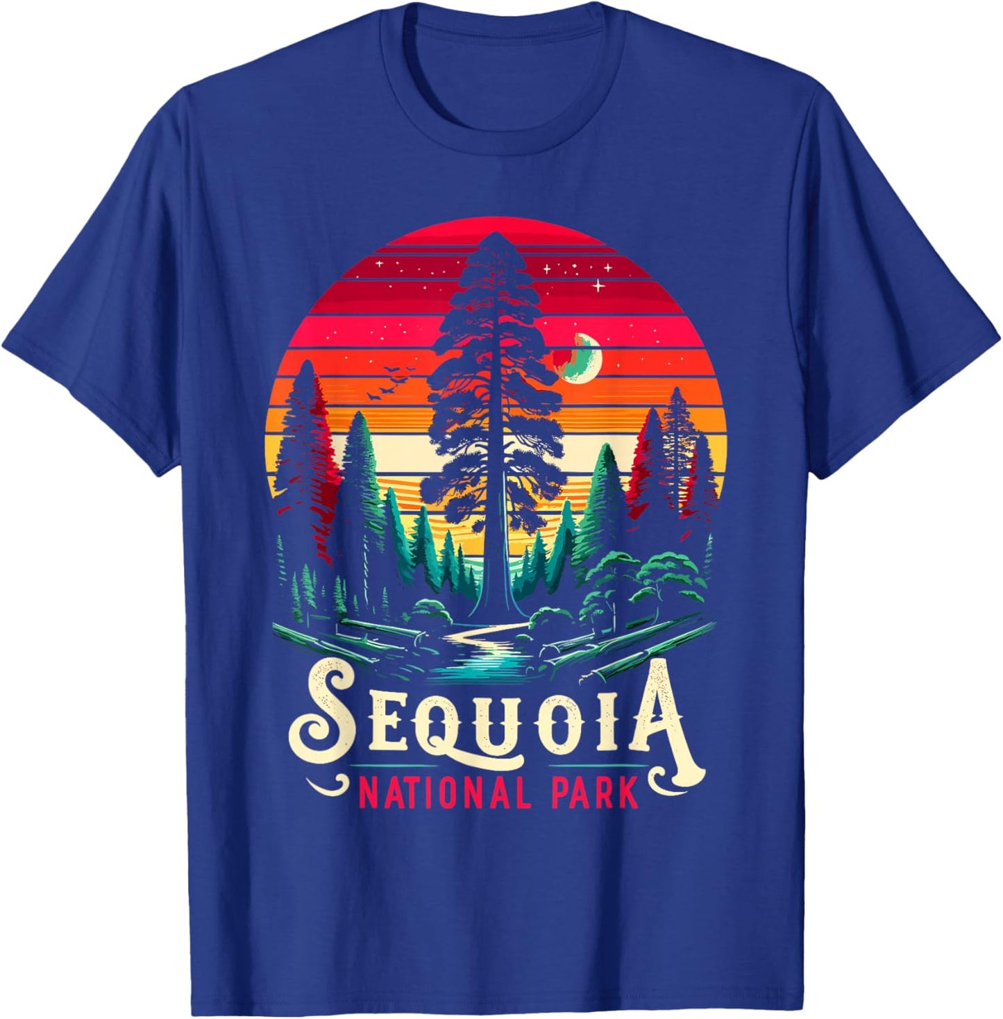 Sequoia National Park Sunset Retro T Vintage Apparel T-Shirt - T-Shirt | Royal
