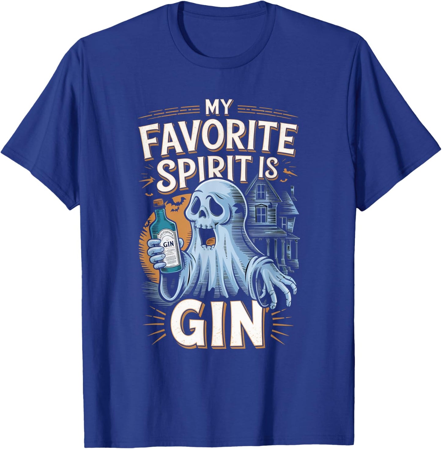 My Favorite Spirit Is Gin Ghost Halloween Gin T-Shirt - T-Shirt | Royal
