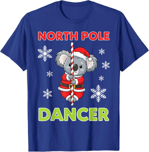 North Pole Dancer Cute Koala Funny Christmas Santa Joke T-Shirt - T-Shirt | Royal