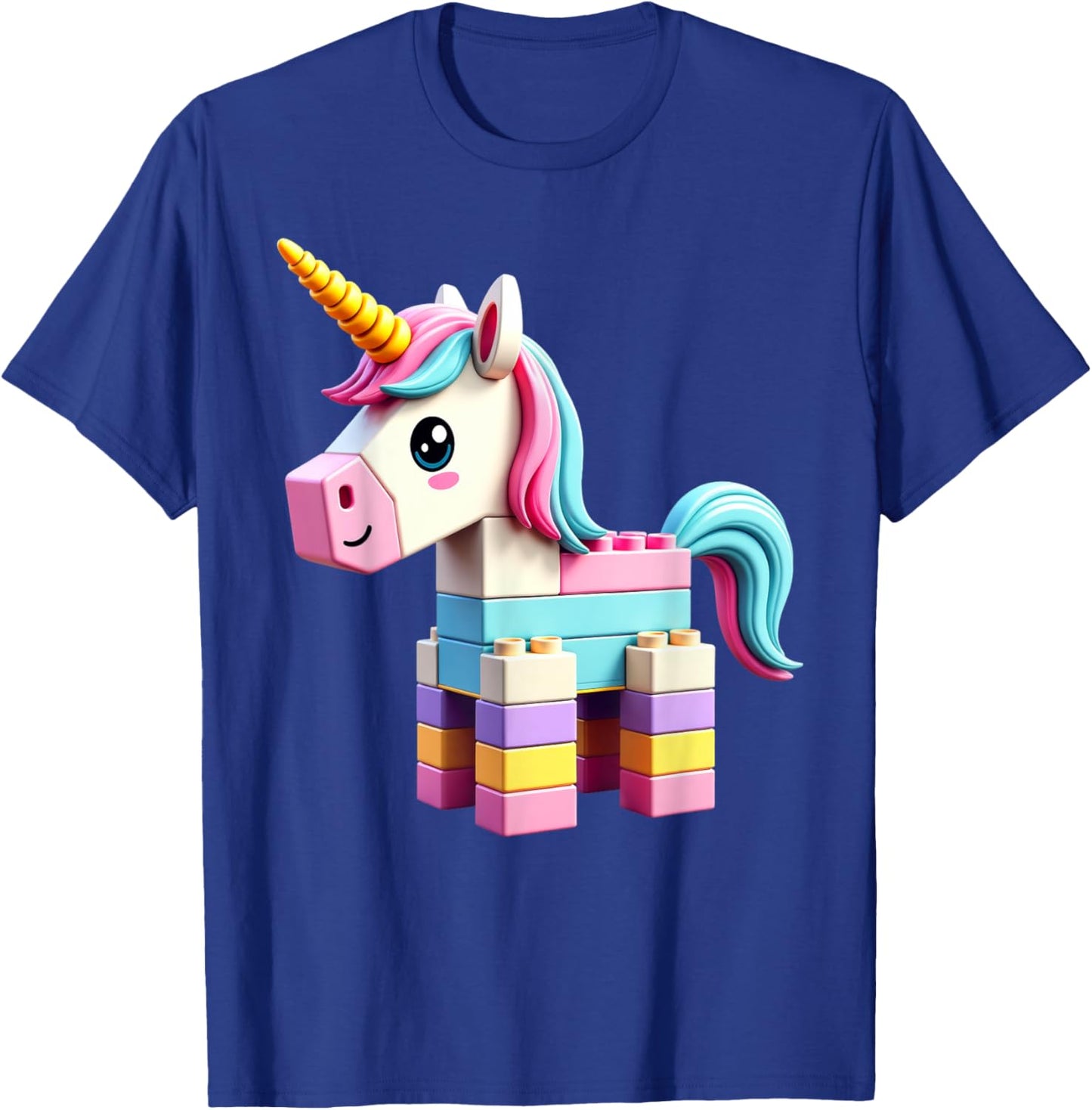 Master Builder Bricks Blocks Play Toys Unicorn T-Shirt - T-Shirt | Royal