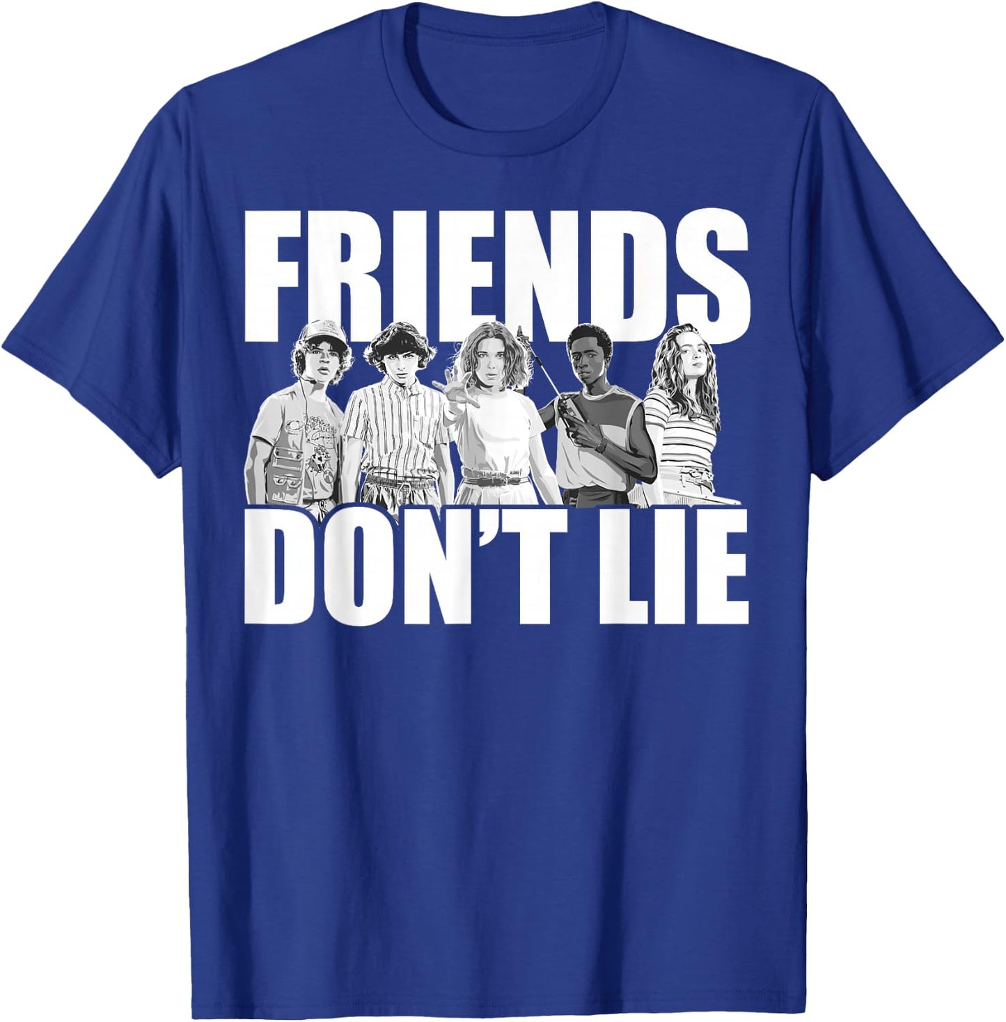 Netflix Stranger Things Friends Don't Lie Group Shot T-Shirt - T-Shirt | Royal