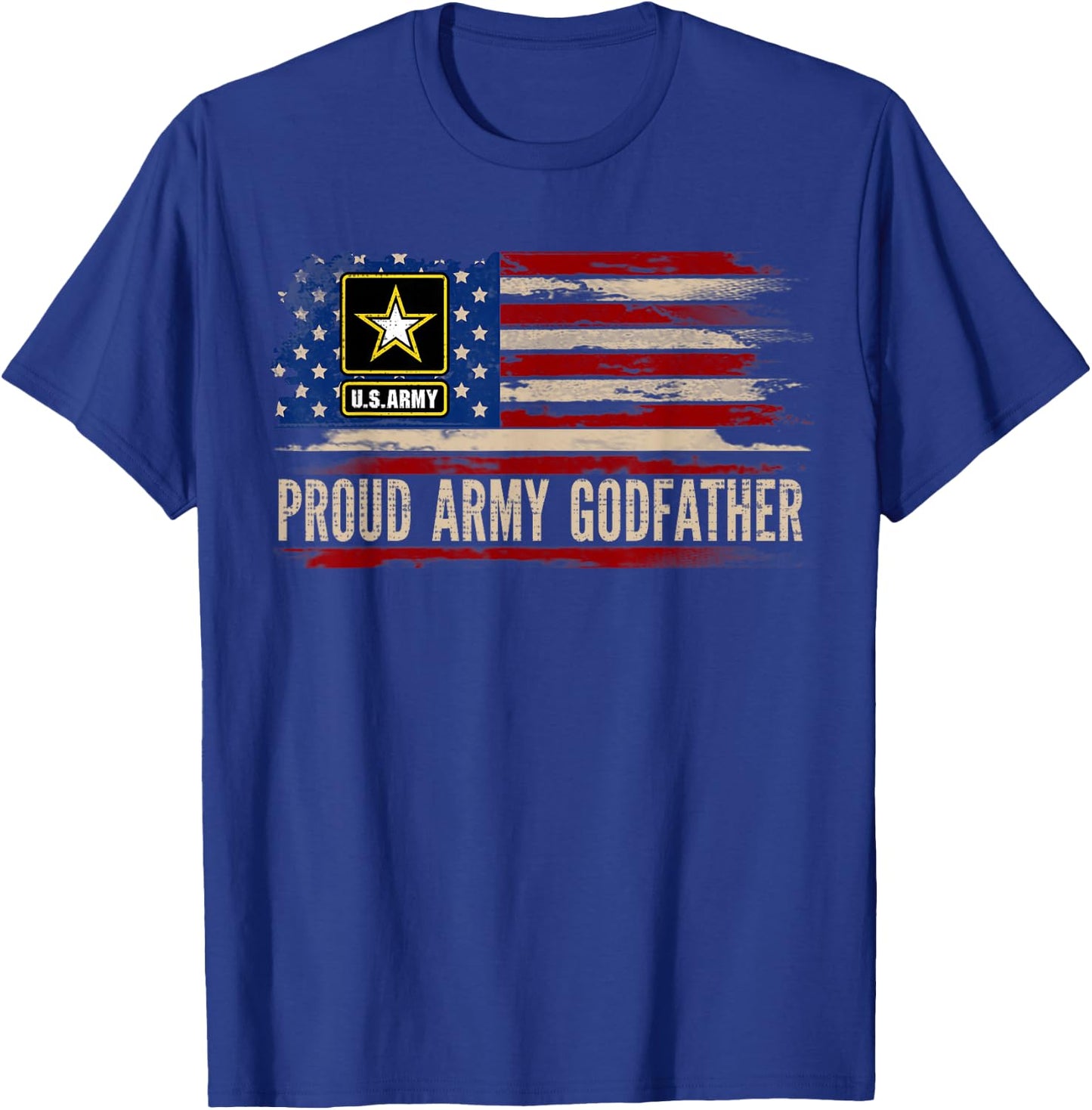 Vintage Proud Army Godfather American Flag Veteran Gift T-Shirt - T-Shirt | Royal
