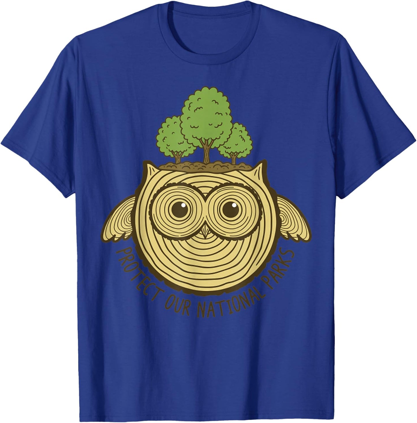 Protect Our National Park Owl Tree Rings Nature Conservation T-Shirt - T-Shirt | Royal