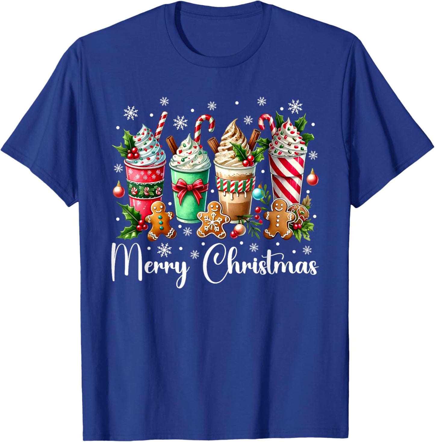 Christmas Pajamas Gingerbread Christmas Coffee Hot Cocoa T-Shirt - T-Shirt | Royal