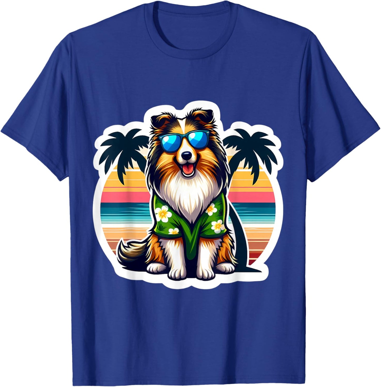 Shetland Sheepdog Dog Owner Summer Vibes Vacation Tropical T-Shirt - T-Shirt | Royal