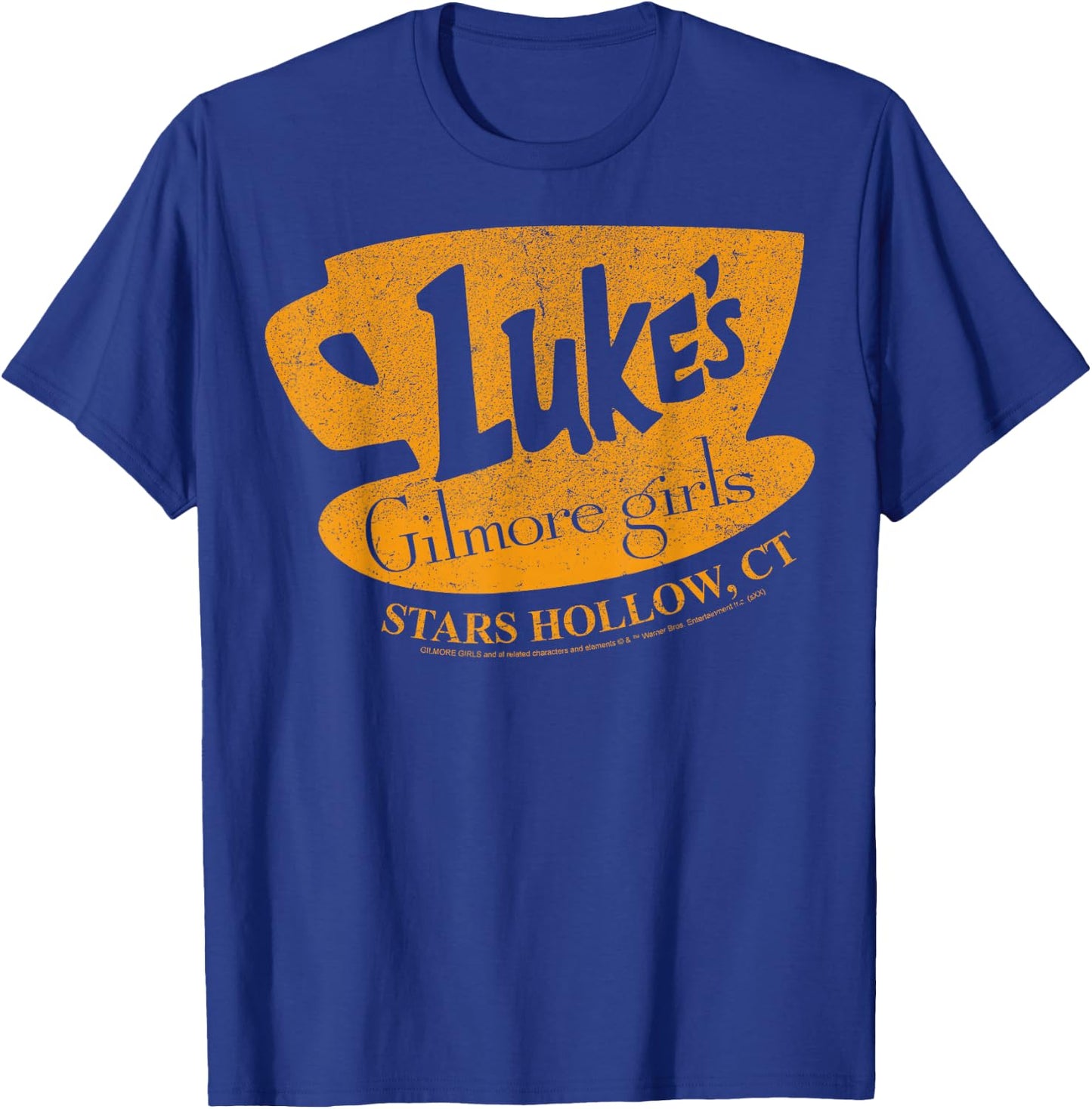 Gilmore Girls Luke's Diner Stars Hollow Distressed Sign T-Shirt - T-Shirt | Royal