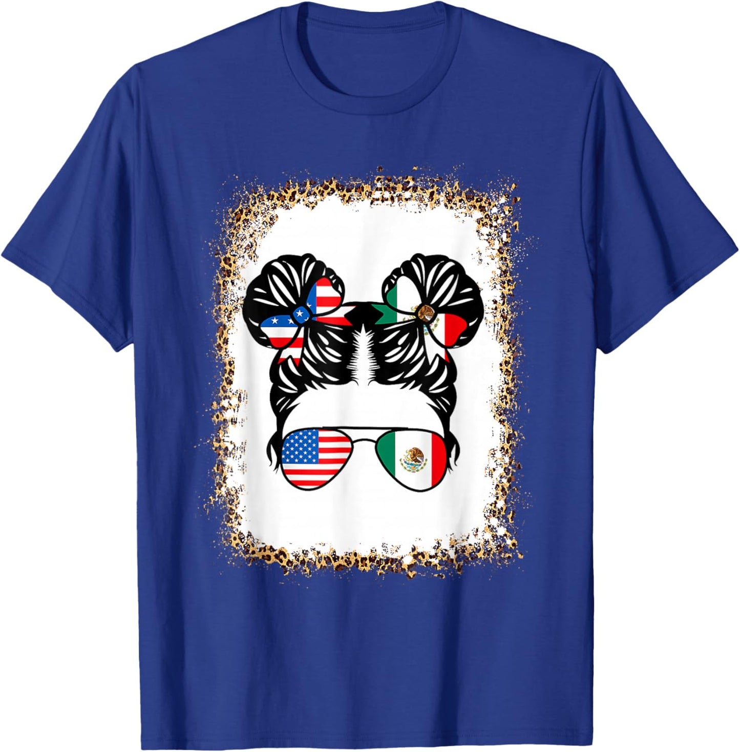 Half An Half Mexican Girl USA Mexico Flag Patriot T-Shirt - T-Shirt | Royal