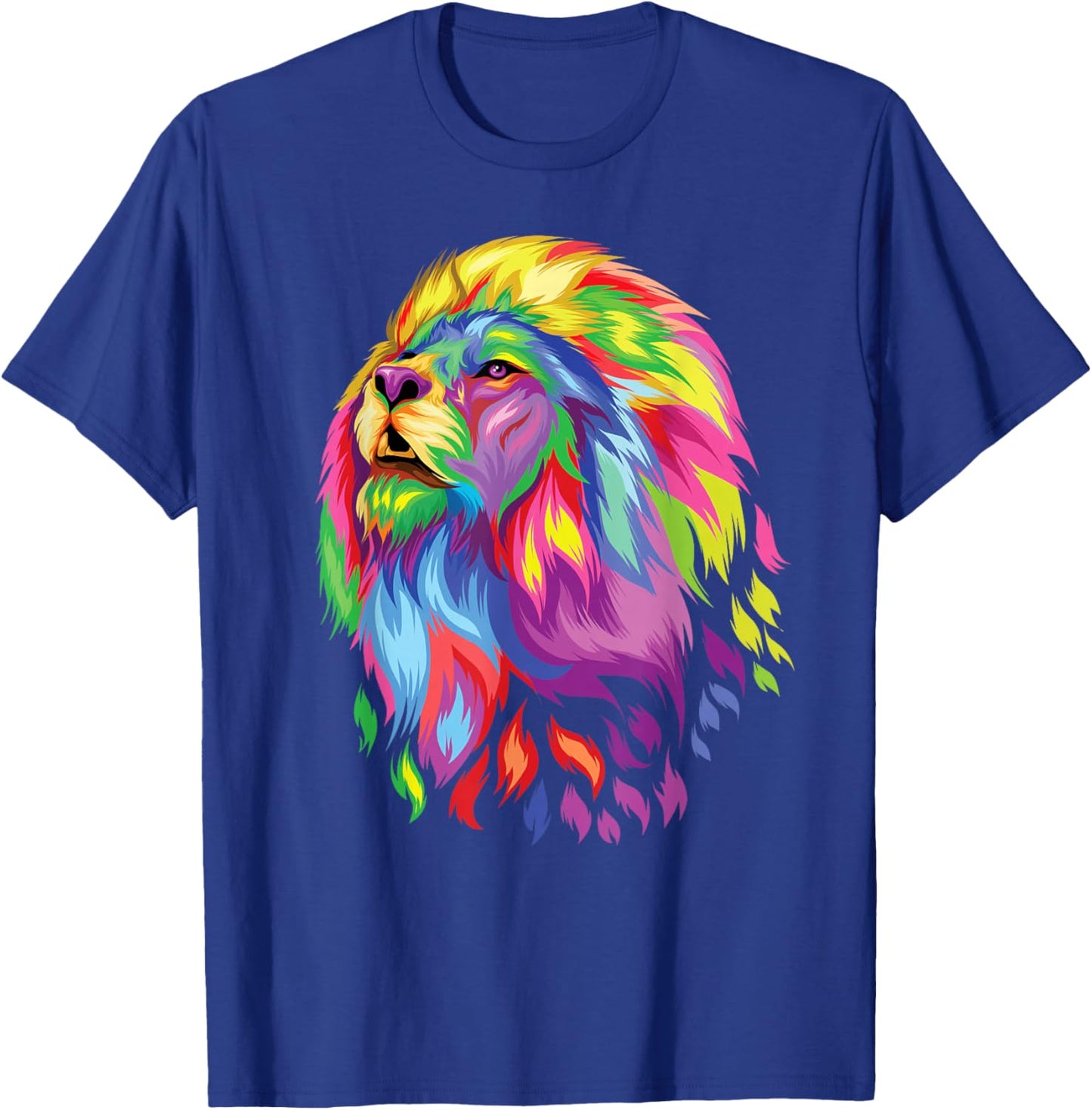 colorful lion head art face for lover King Africa Animals T-Shirt - T-Shirt | Royal