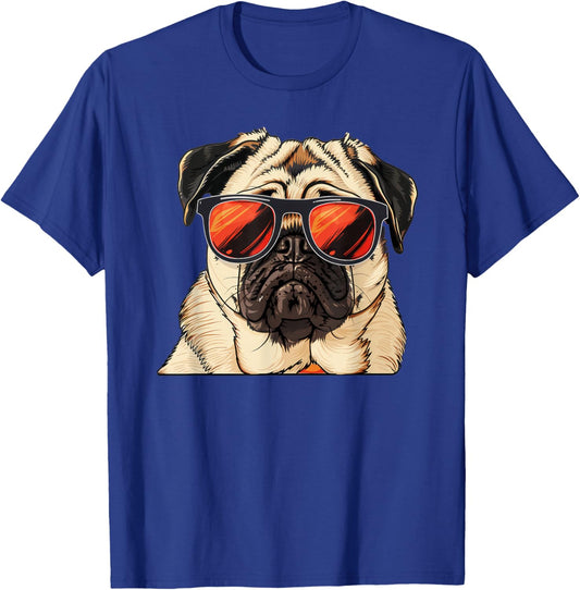 Pug Dog Sunglasses T-Shirt - T-Shirt | Royal