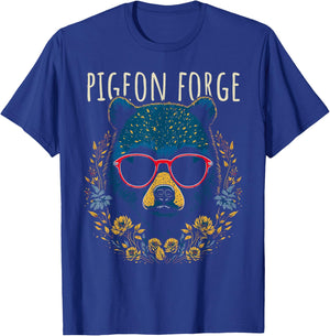 Pigeon Forge TN Fun Bear Wearing Glasses with Flowers Design T-Shirt - T-Shirt | Royal