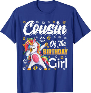 awesome dabbing unicorn birthday Cousin Family Matching T-Shirt - T-Shirt | Royal
