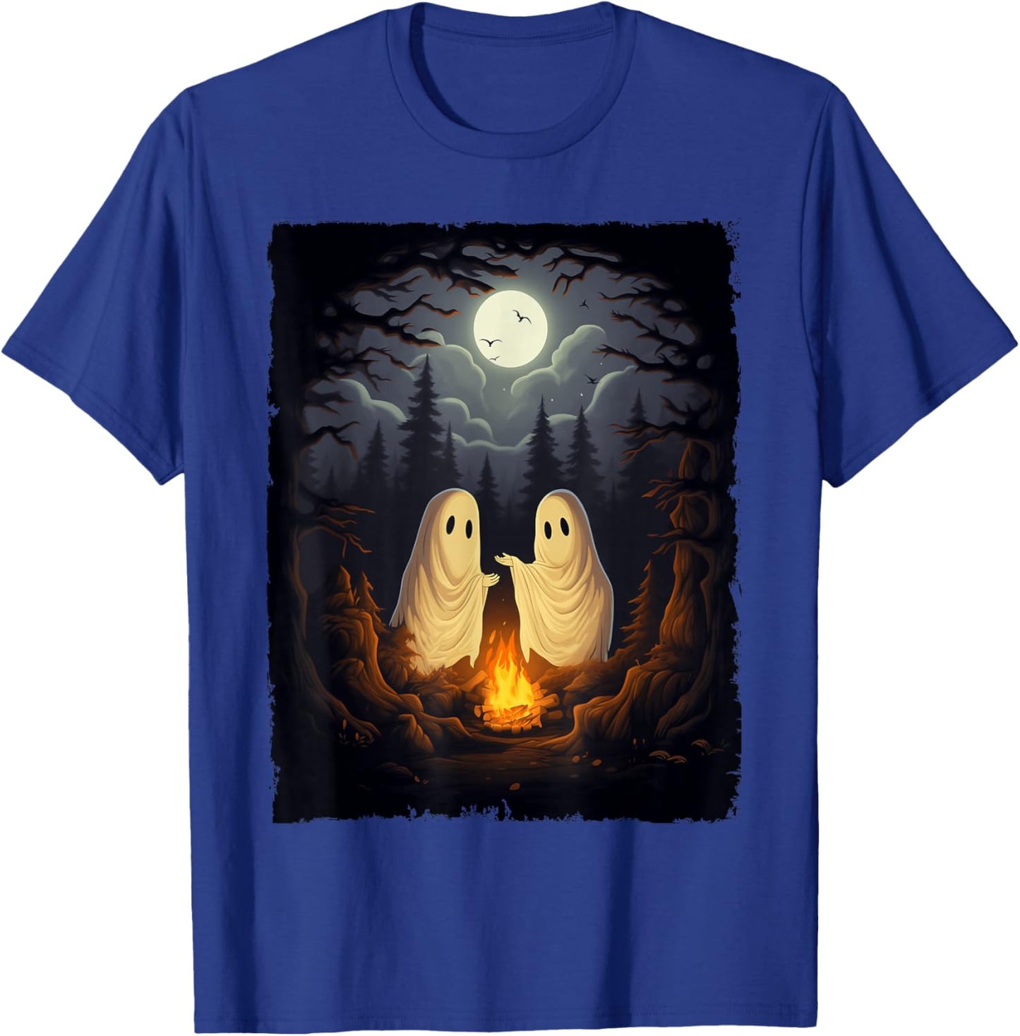 Vintage Ghost Camping Campfire Gothic Halloween Men Women T-Shirt - T-Shirt | Royal