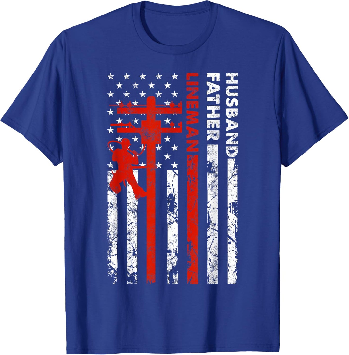 Electric Cable Lineman Husband Father Dad Fathers Day gift T-Shirt - T-Shirt | Royal