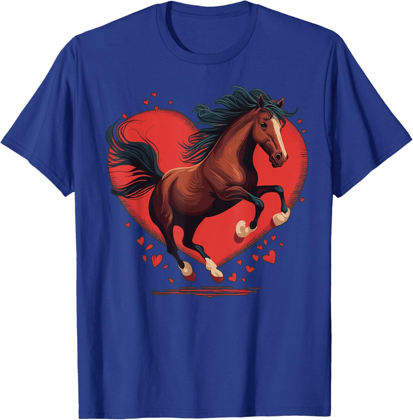Horse Love Heart for Valentines Day on Horse Lover T-Shirt - T-Shirt | Royal