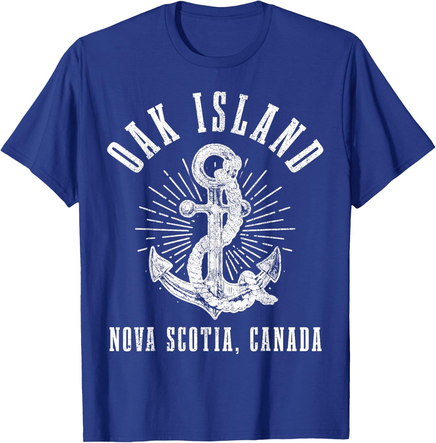 Oak Island Nova Scotia Canada Vintage Nautical Anchor T-Shirt - T-Shirt | Royal