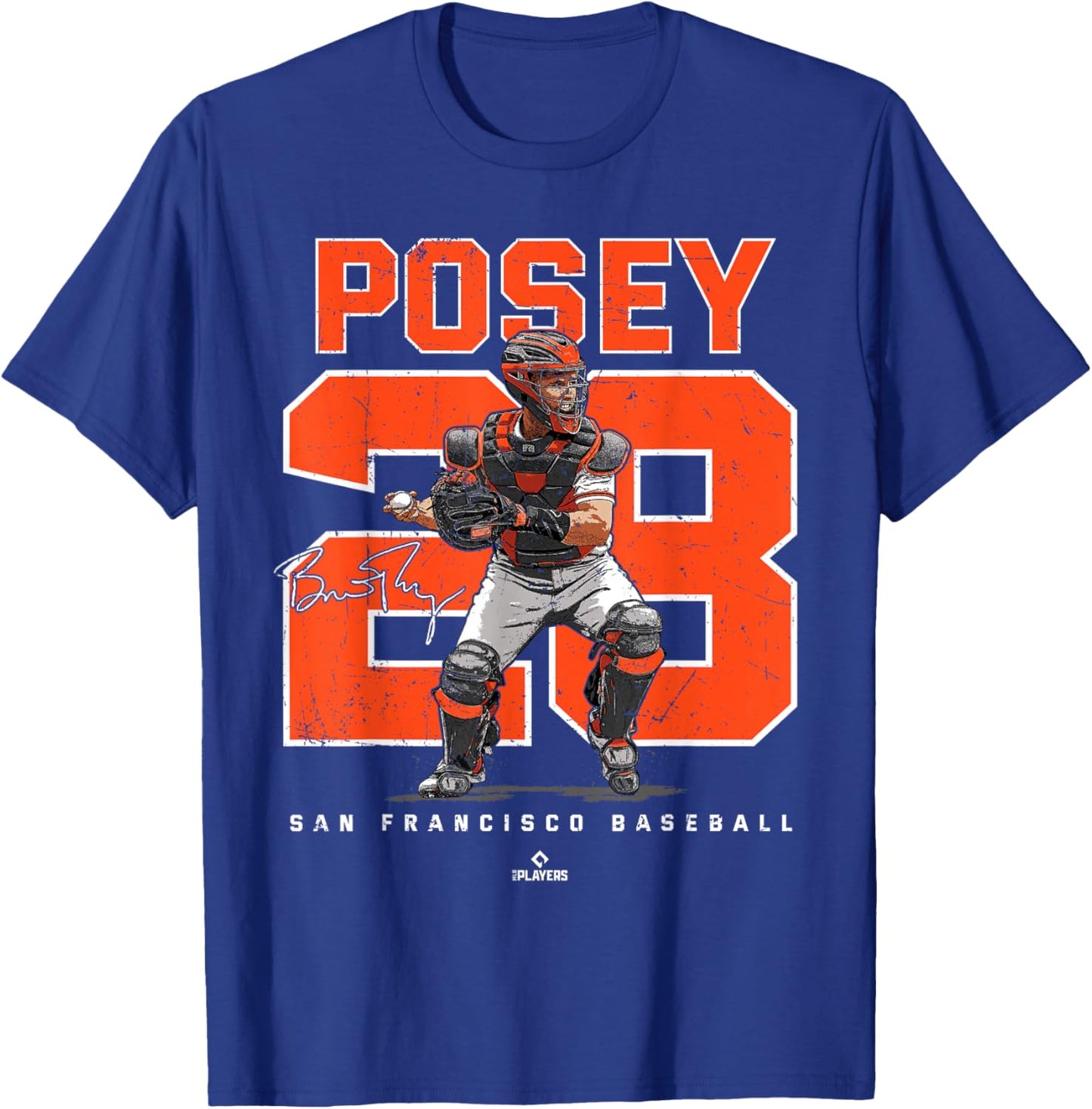 Number and Portrait Buster Posey San Francisco MLBPA T-Shirt - T-Shirt | Royal