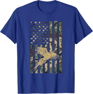 Pheasant Hunting Bird Hunter Hunting American Flag Camo T-Shirt - T-Shirt | Royal