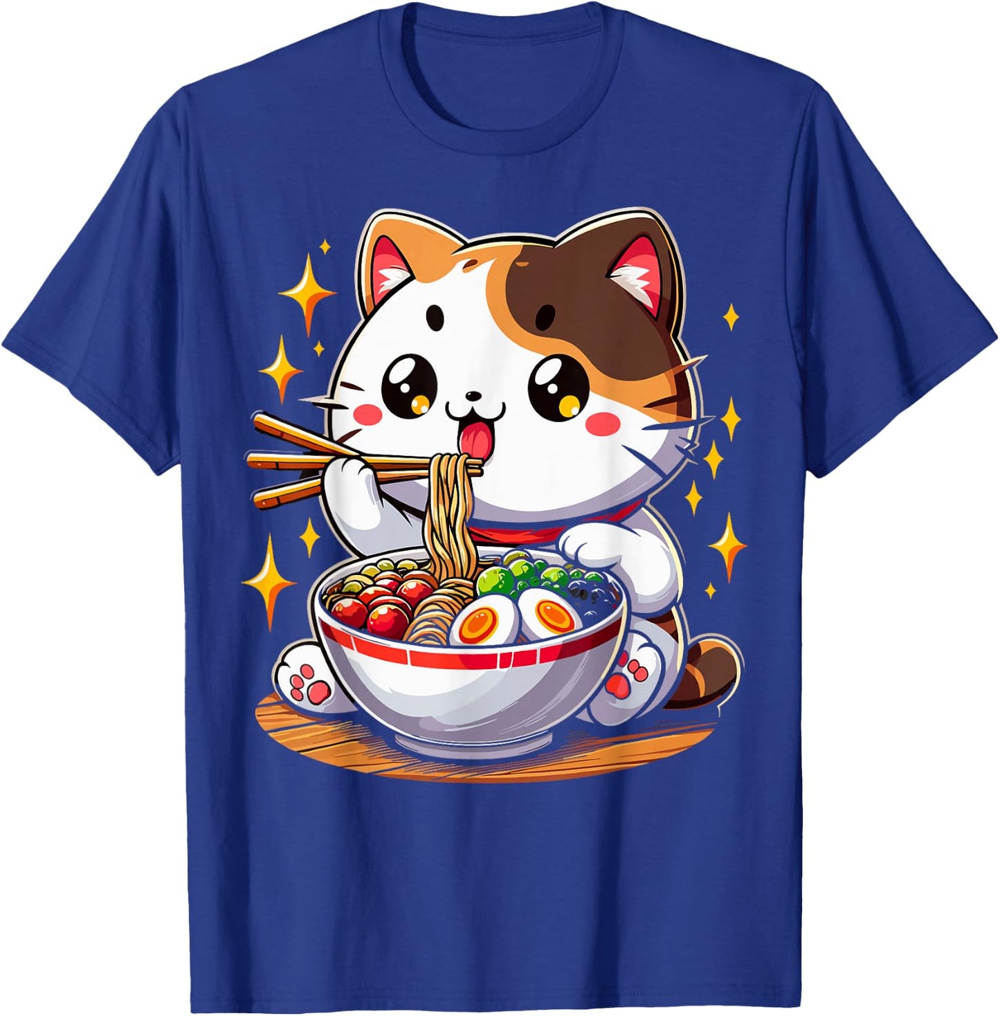 Cat Ramen Noodles Anime Kawaii Japanese Cat T-Shirt - T-Shirt | Royal