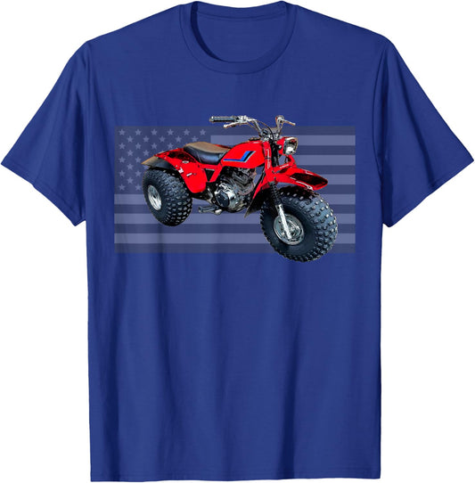 Vintage American Flag 3 Wheeler ATV, ATC T-Shirt - T-Shirt | Royal