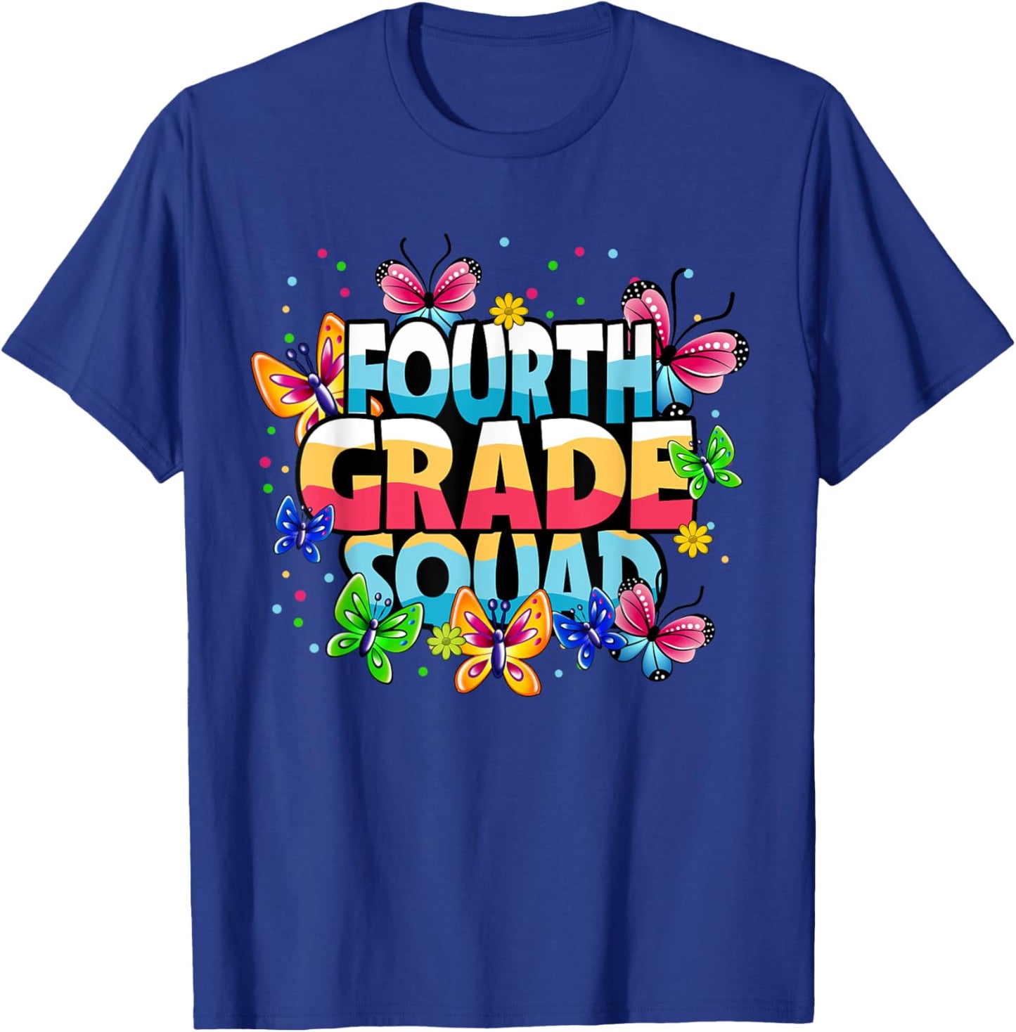 Fourth Grade Squad Butterflies Kids Girls Back To School T-Shirt - T-Shirt | Royal