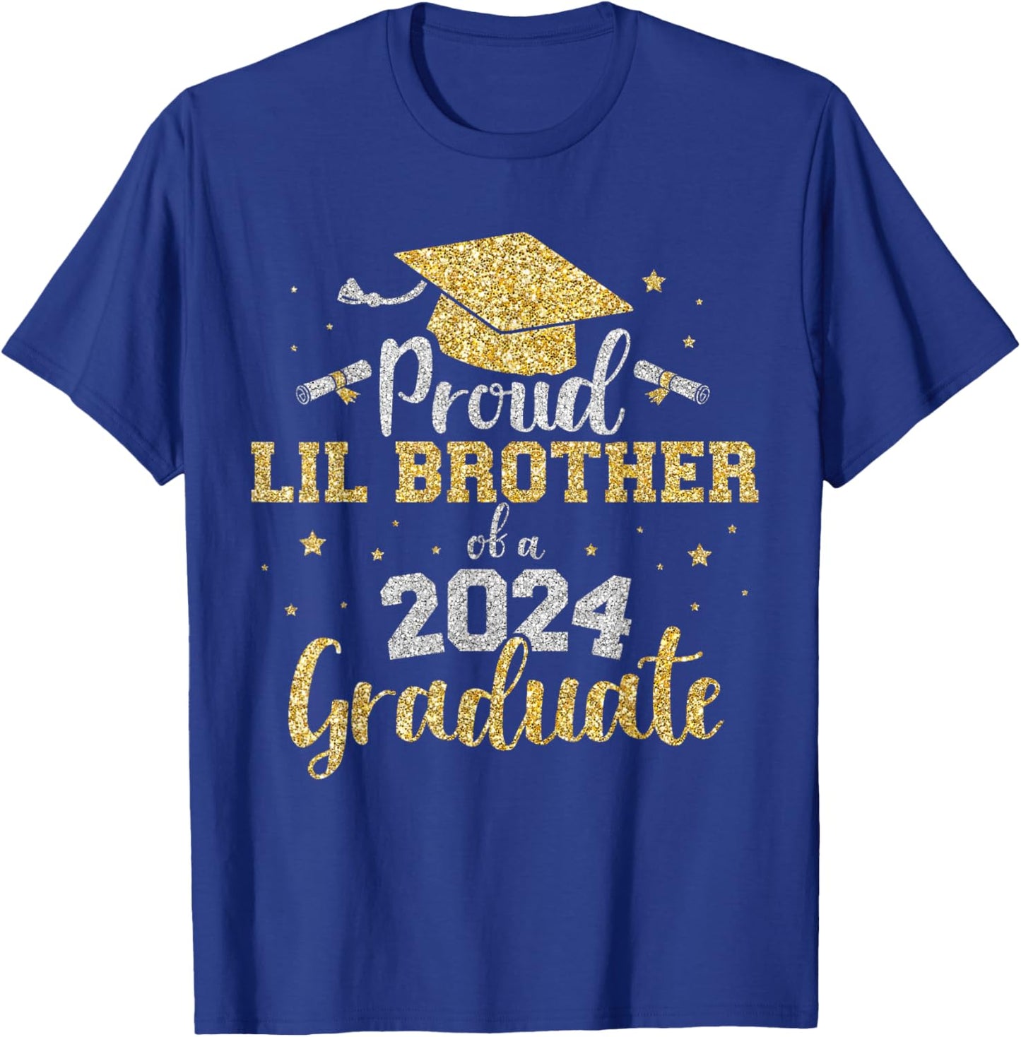 Proud lil brother class of 2024 graduate senior graduation T-Shirt - T-Shirt | Royal