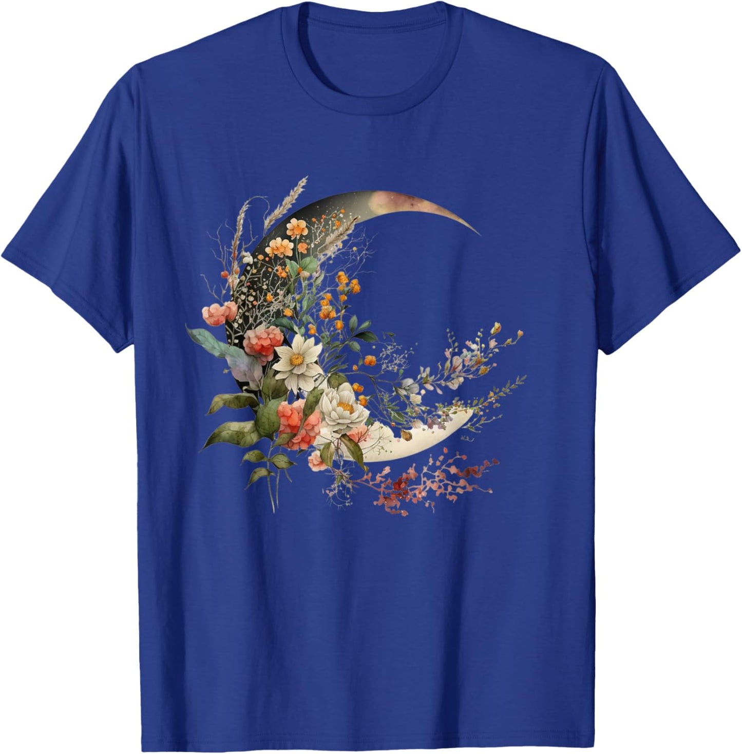 Floral Flower Crescent Moon T-Shirt - T-Shirt | Royal