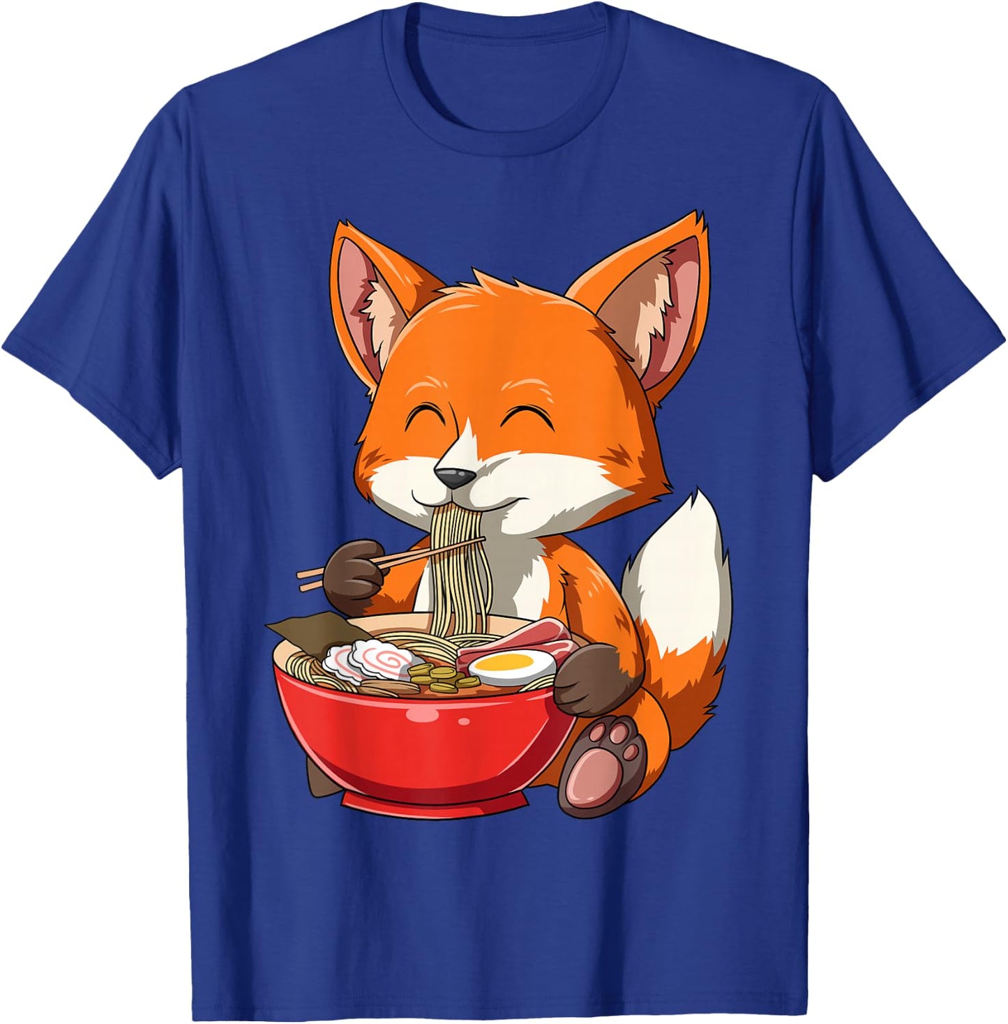 Fox Eating Ramen Ramen Noodle Lovers Fox Themed Gift T-Shirt - T-Shirt | Royal