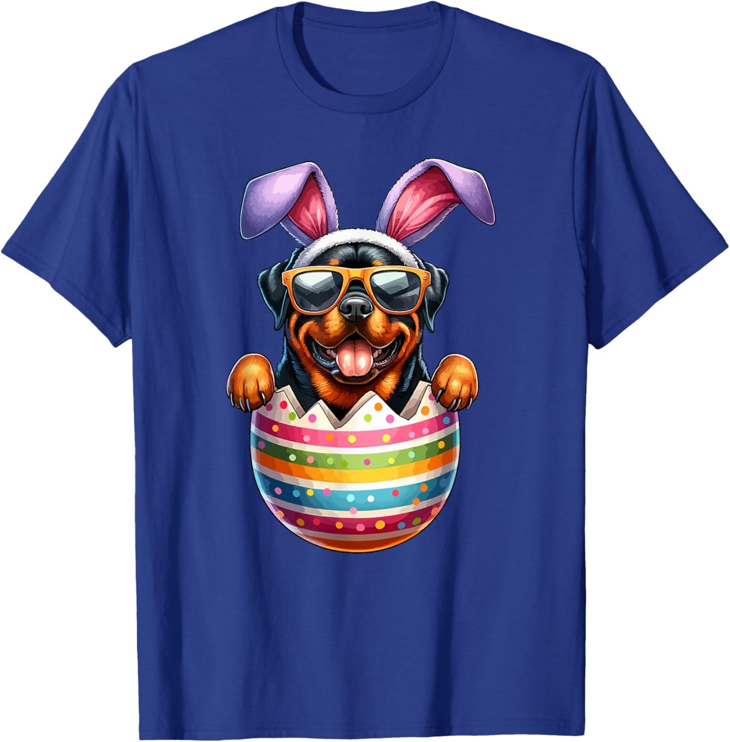 Cute Rottweiler Egg Happy Easter Day Dog Dad Dog Mom T-Shirt - T-Shirt | Royal