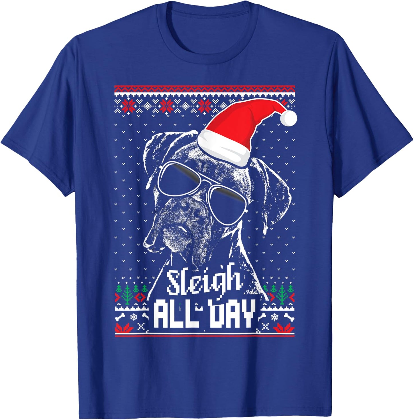 Sleigh all Day Funny Boxer Dog Christmas Women T-Shirt - T-Shirt | Royal