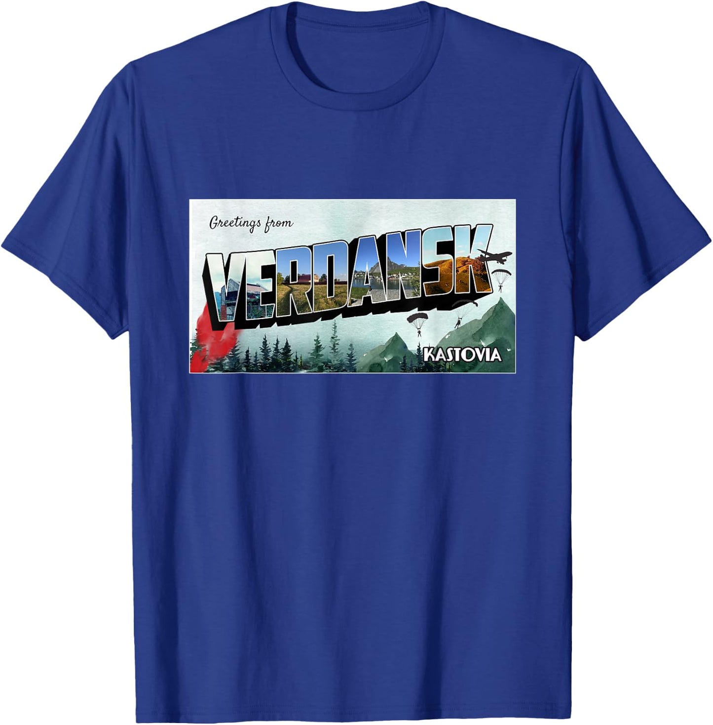 Warzone Gaming in Verdansk for crews & gamers - Men's Black Modern - Small - Short Sleeve - Crew Collar - Straight Hemline - Cotton 65%, Polyester 35% T-Shirt - T-Shirt | Royal