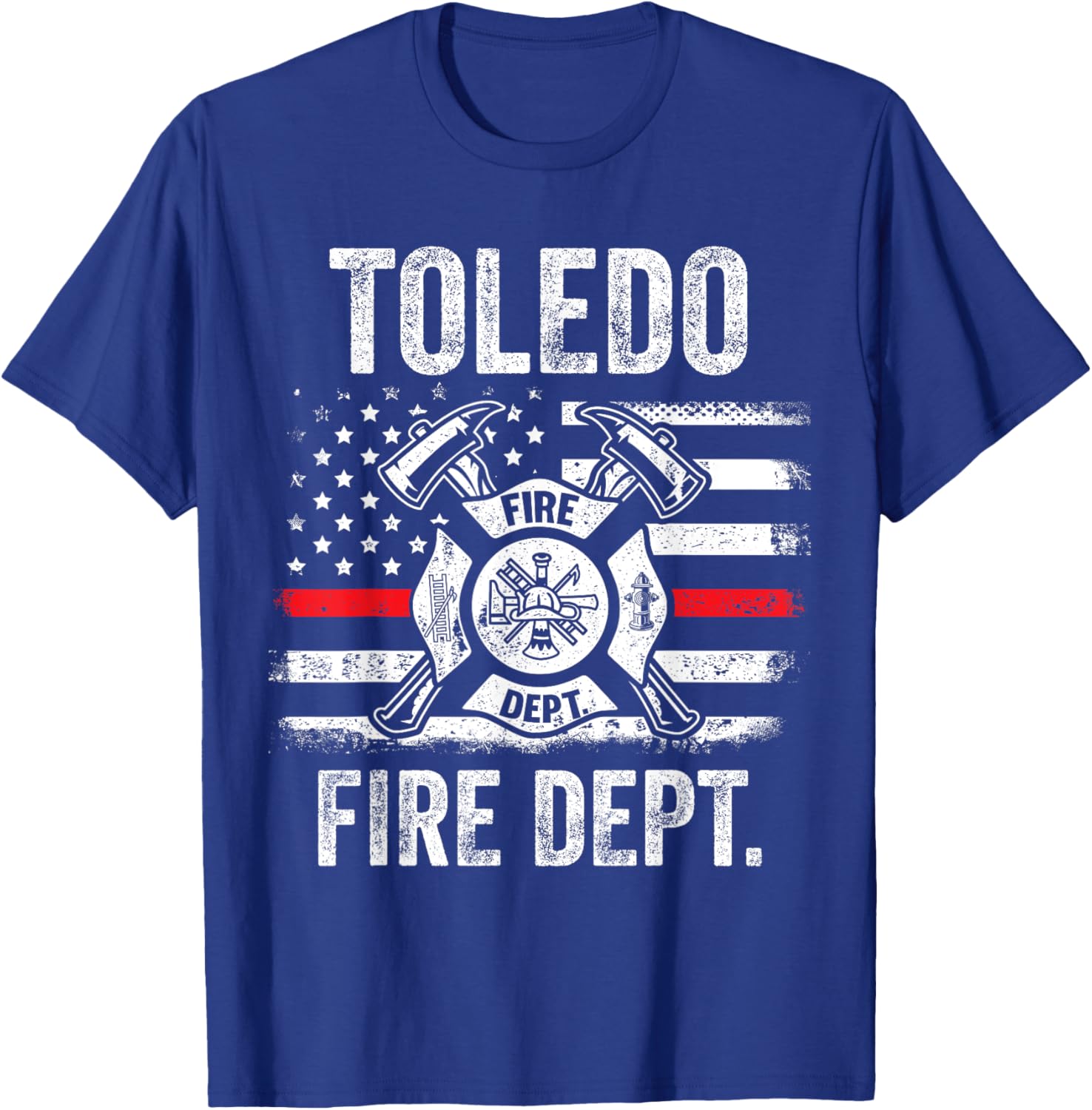 Toledo Ohio Fire Department Thin Red Line Fireman T-Shirt - T-Shirt | Royal