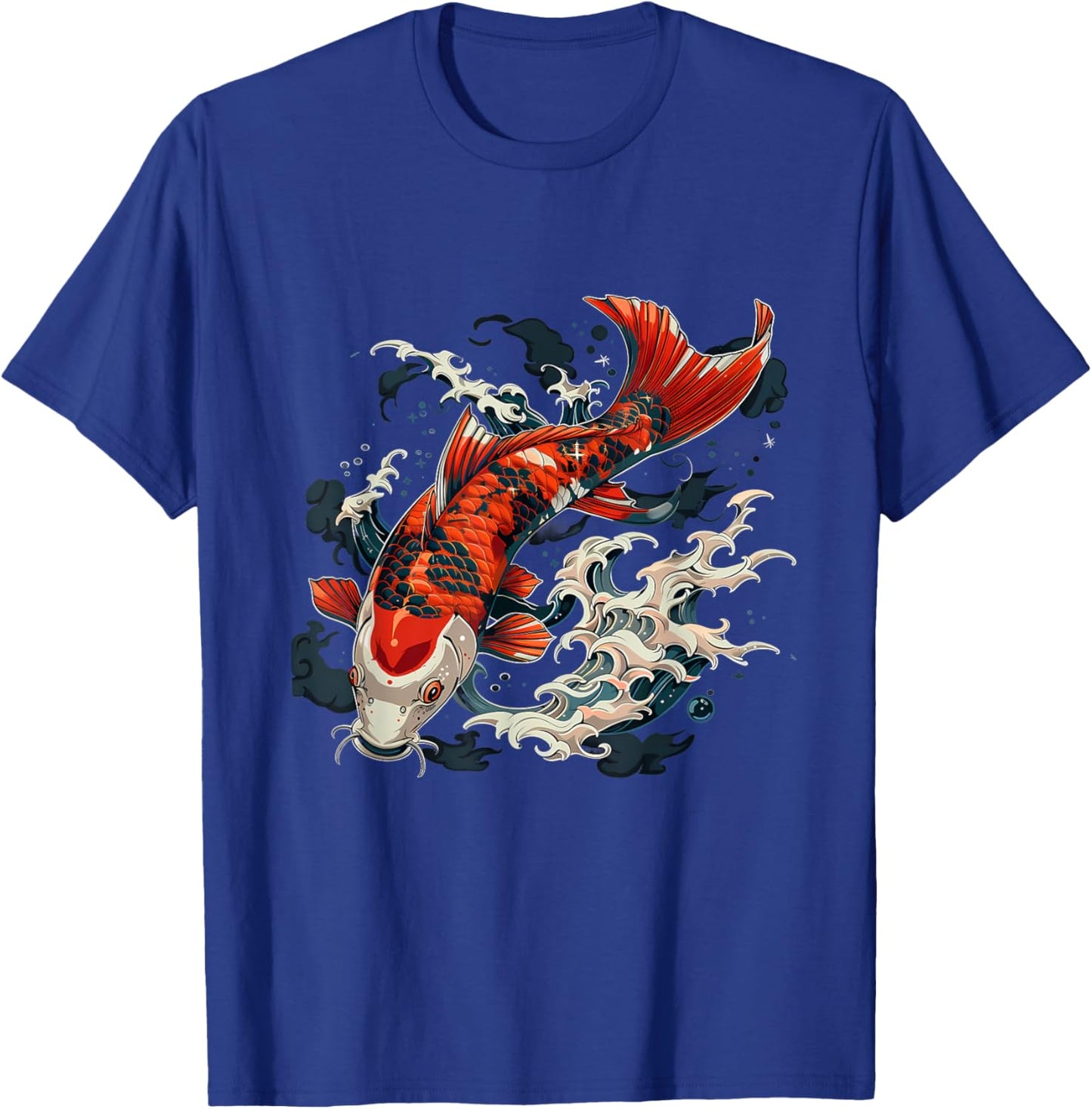 Koi Fish Japanese Art Japanese Koi Carp Fish Ocean Waves T-Shirt - T-Shirt | Royal
