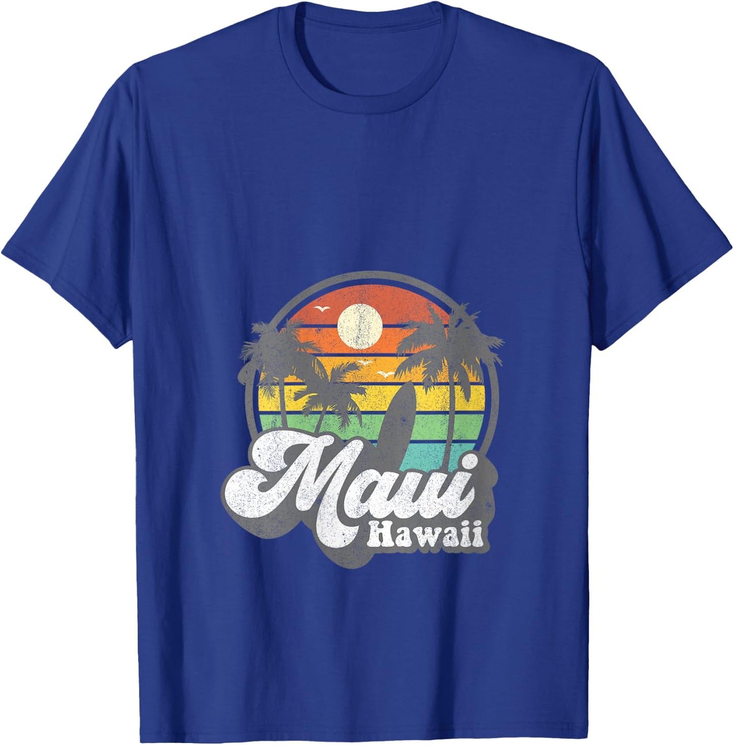 Vintage Maui Hawaii Hawaiian Beach Surfing 70's Surf Gift V-Neck T-Shirt - T-Shirt | Royal