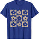 Neutral Checkerboard Daisy Flowers Retro Boho Floral Women T-Shirt - T-Shirt | Royal