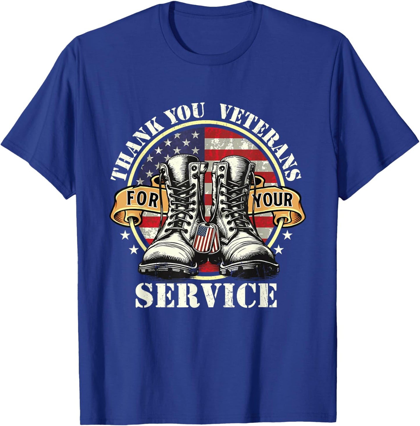 Veterans Day Shirts - Thank You Veterans For Your Service - Patriotic Military - -Adult - Black - Small - Short Sleeve T-Shirt - T-Shirt | Royal