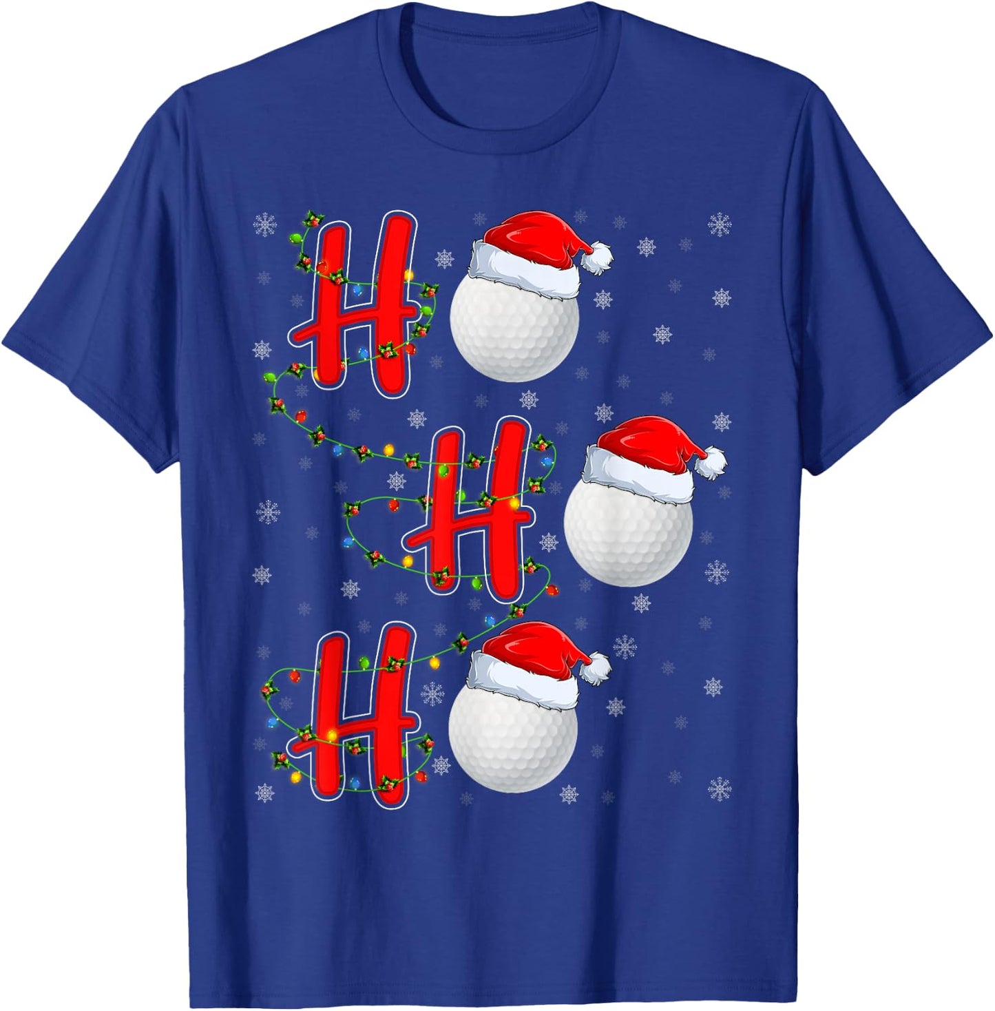 Golf Lighting Xmas Santa Ho Ho Ho Golf Christmas T-Shirt - T-Shirt | Royal