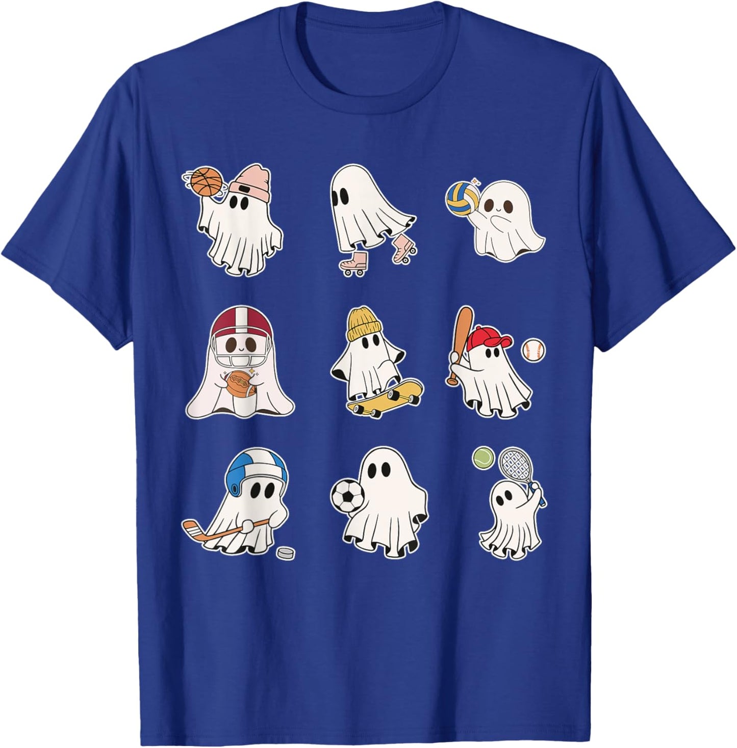 Sports Ghost Halloween Ghost Basketball Baseball Volleyball T-Shirt - T-Shirt | Royal