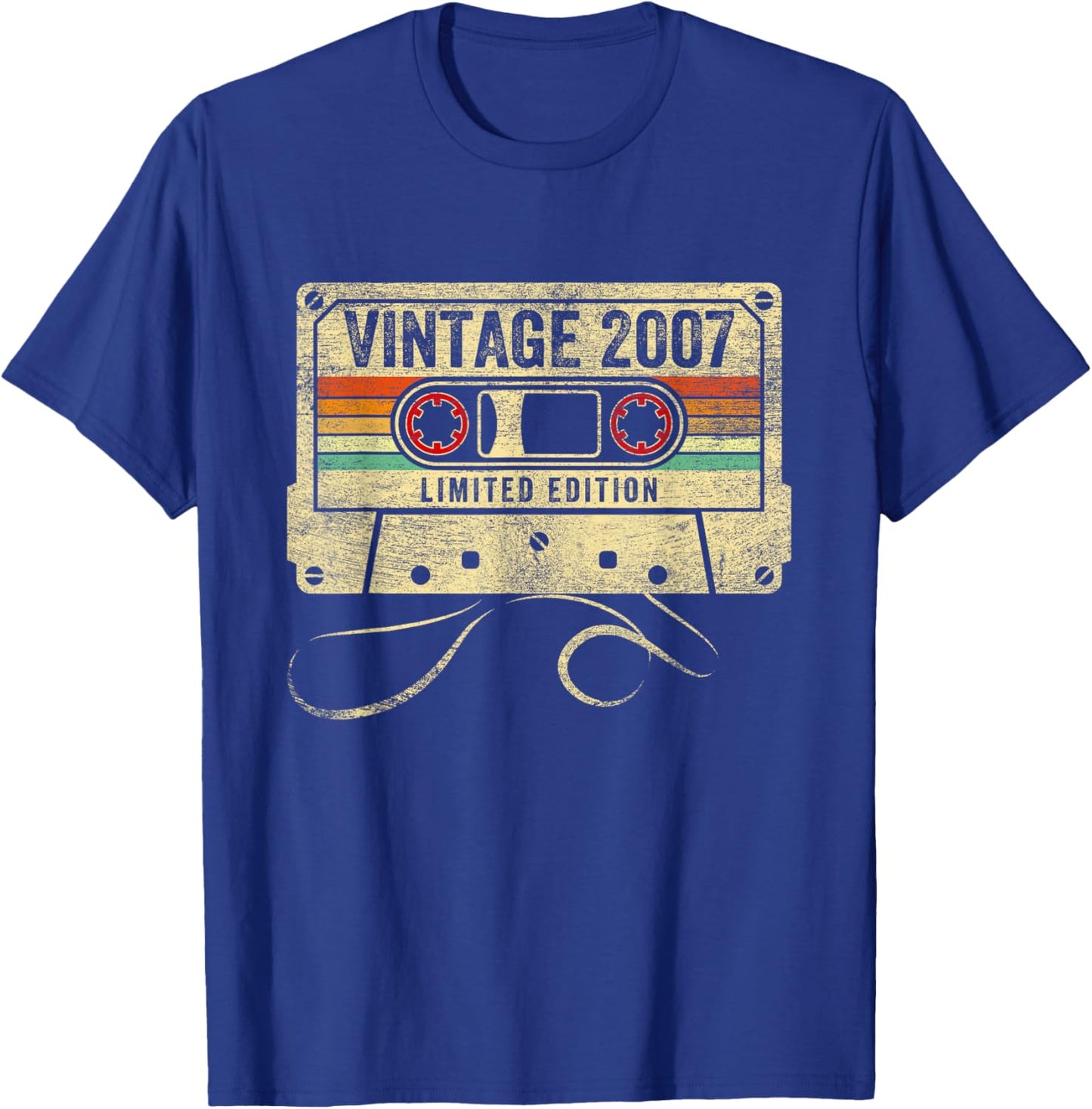 Vintage Made In 2007 18th Birthday Cassette Tape 18 Year Old T-Shirt - T-Shirt | Royal