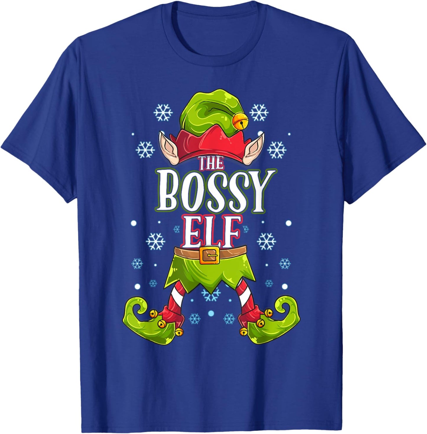 Bossy Elf Matching Family Group Christmas Party T-Shirt - T-Shirt | Royal