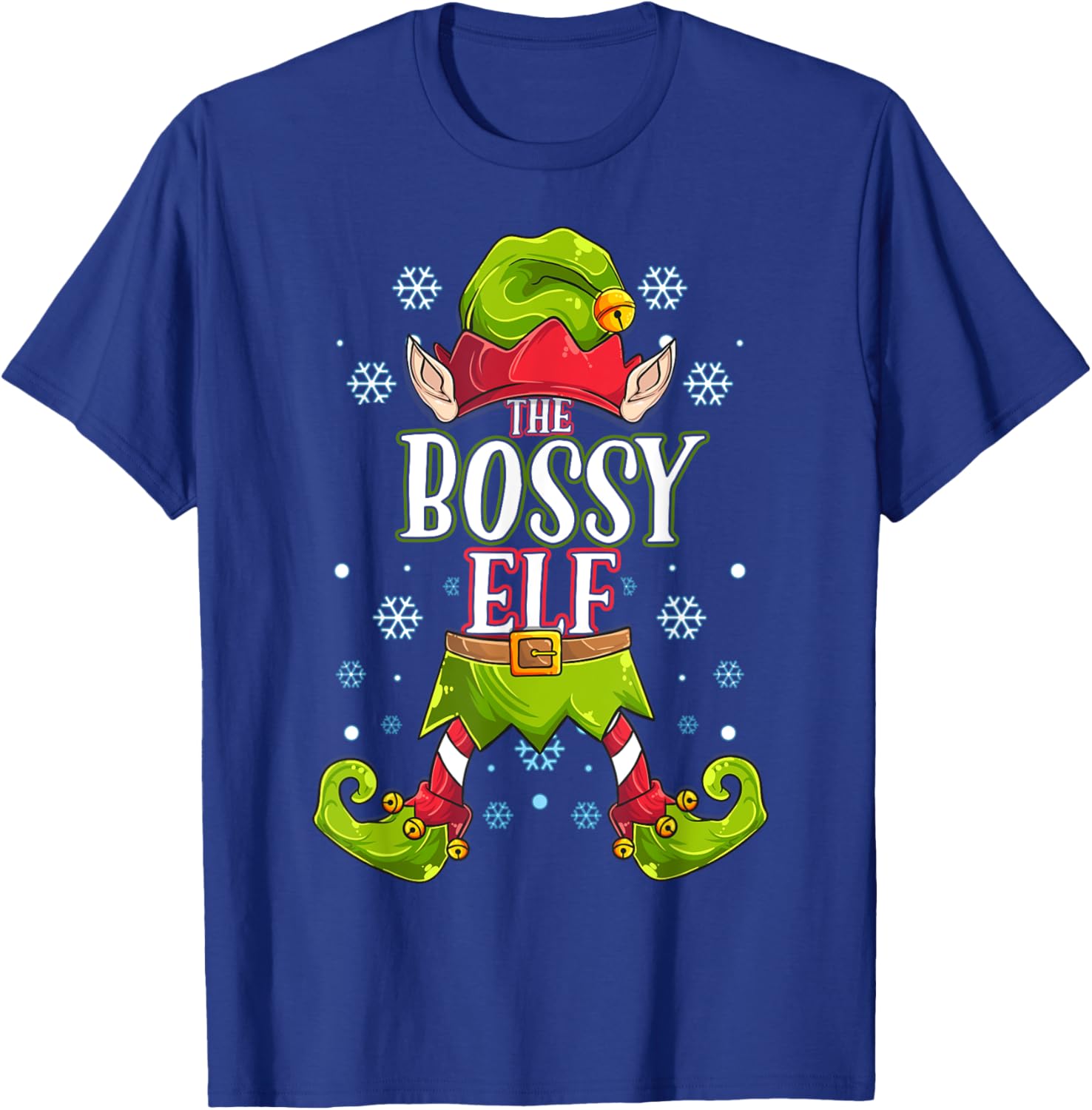 Bossy Elf Matching Family Group Christmas Party T-Shirt - T-Shirt | Royal