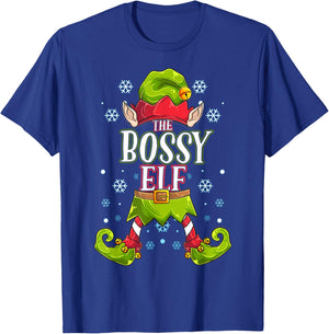 Bossy Elf Matching Family Group Christmas Party T-Shirt - T-Shirt | Royal